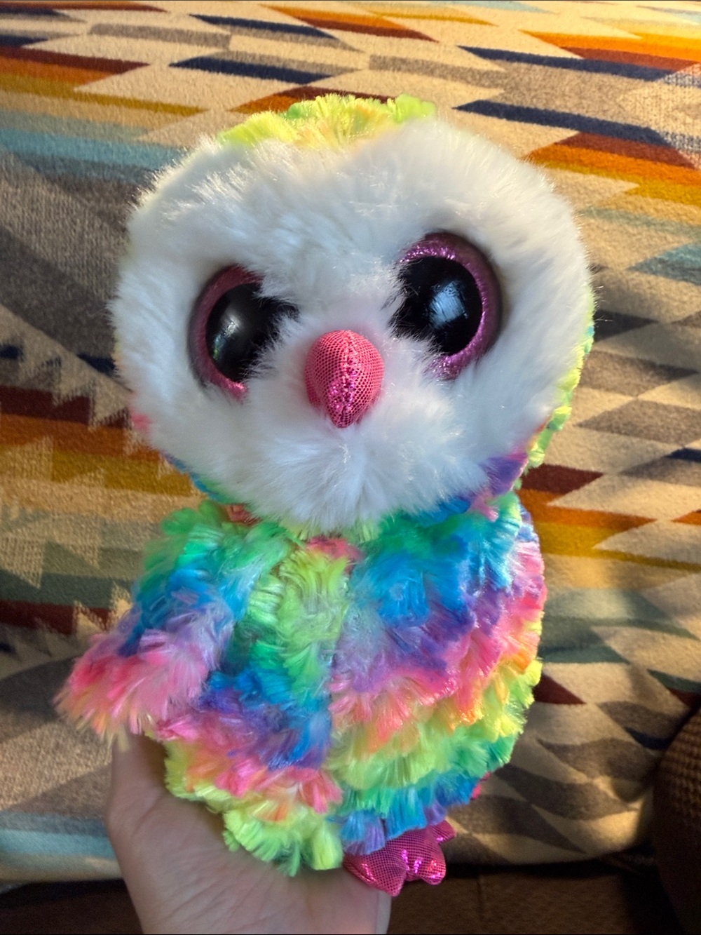 TY Plushies 2017 Plush Neon Rainbow Owl Stuffed Toy